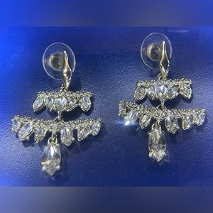 Alexis Bittar Goldtone and Clear Crystal Earrings